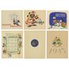 Image 1 : Set of (6) 1940s Disney Studio Christmas Cards.