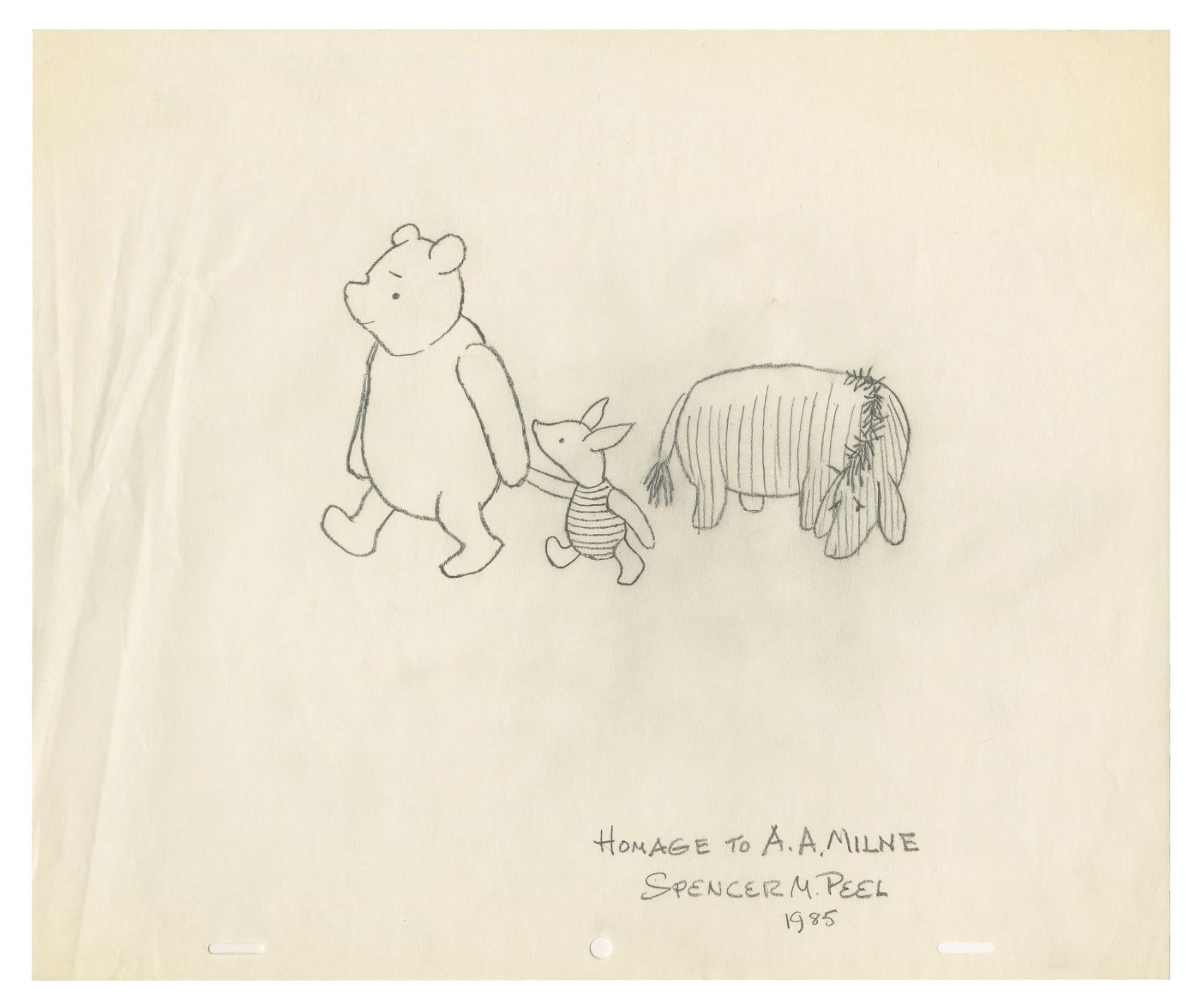 Original Winnie the Pooh Drawing by Spencer Peel. Van Eaton Galleries