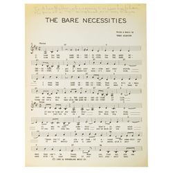 "The Bare Necessities" Signed Sheet Music.