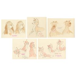 Group of (5) Original The Fox and the Hound Drawings.