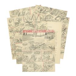 Set of (6) Hand-Drawn Donald Duck Comic Pages.