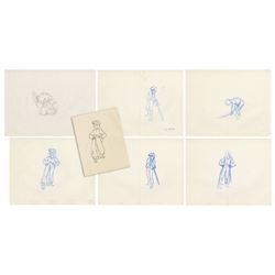 Set of (6) The Black Cauldron Production Drawings.