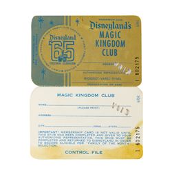 1965 Disneyland Magic Kingdom Club Membership Card.