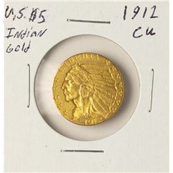 1912 $5 Indian Head Half Eagle Gold Coin