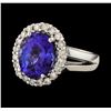 Image 1 : 4.76 ctw Tanzanite and Diamond Ring - 14KT White Gold