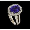 Image 4 : 4.76 ctw Tanzanite and Diamond Ring - 14KT White Gold