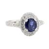 Image 1 : 3.17 ctw Sapphire and Diamond Ring - 18KT White Gold