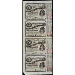 Uncut Sheet of (4) State of Louisiana Baby Bond Obsolete Notes