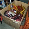 Image 2 : BOX OF JUMPER CABLES, REFLECTORS, AND BIKE PUMP