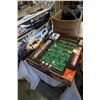 Image 1 : DMX RACER SLOT CAR SET, 3 HELMETS, AND MINI FOOSBALL GAME