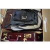 Image 2 : BOX OF BAGS, SUIT CASES, AND PURSES