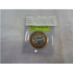 .999 SILVER LIMITED EDITION 10 DOLLAR GAMING TOKEN MCCARRAN AIRPORT - FIRST PLANE TO LAND IN LAS VEG