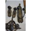 Image 2 : CARVED WOOD AND IRON WALL MOUNTED CANDLE HOLDERS AND WALL SCONCE