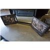 Image 1 : BLACK DECORATIVE MIRROR AND 2 CANVAS PRINTS OF CELEBRITYS