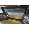 Image 2 : BLACK DECORATIVE MIRROR AND 2 CANVAS PRINTS OF CELEBRITYS