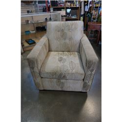 UPHOLSTERED BUTTON BACK ARMCHAIR