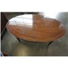 Image 1 : VINTAGE WALNUT OVAL TABLE W/ GLASS TOP