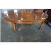Image 2 : VINTAGE WALNUT OVAL TABLE W/ GLASS TOP