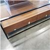 Image 2 : GLASSTOP COFFEE TABLE W/ 2 DRAWER STORAGE