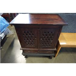 REPRODUCTION CARVED MAHOGANY 2 DOOR CABINET