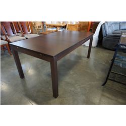 MODERN BROWN IKEA DINING TABLE WITH 2 EXTENSIONS AND HIDDEN EXTENSION STORAGE