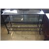 Image 1 : 3 TIERED BLACK METAL DECORATIVE DISPLAY CABINET W/ GLASS SHELVES