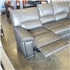 Image 5 : BRAND NEW GENUINE GREY STITCHED LEATHER DOUBLE RECLINING SOFA WITH FLIP DOWN CONSOLE AND LOVESEAT