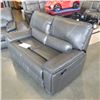 Image 7 : BRAND NEW GENUINE GREY STITCHED LEATHER DOUBLE RECLINING SOFA WITH FLIP DOWN CONSOLE AND LOVESEAT