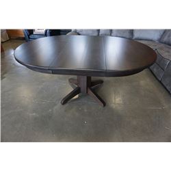 SOLID WOOD PEDESTAL BASE DINING TABLE W/ EXTENSION