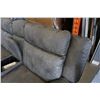Image 12 : BRAND NEW MODERN GREY STITCHED MICROSUEDE 3 PIECE SECTIONAL SOFA, WITH 3 POWER RECLINERS, 2 CONSOLES