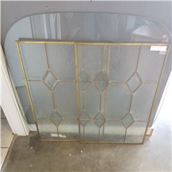 2 LEADED GLASS WINDOW PANELS