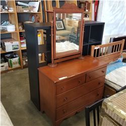 MAPLE 4 DRAWER DRESSER WITH TILTING MIRROR