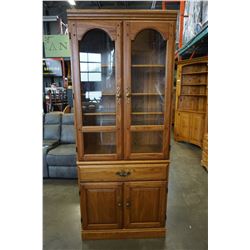 PALLISER OAK GLASS DOOR DISPLAY CABINET