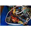 Image 3 : BLUE TUB OF TOY CARS, TRAINS, AND HELLO KITTY CLOCK