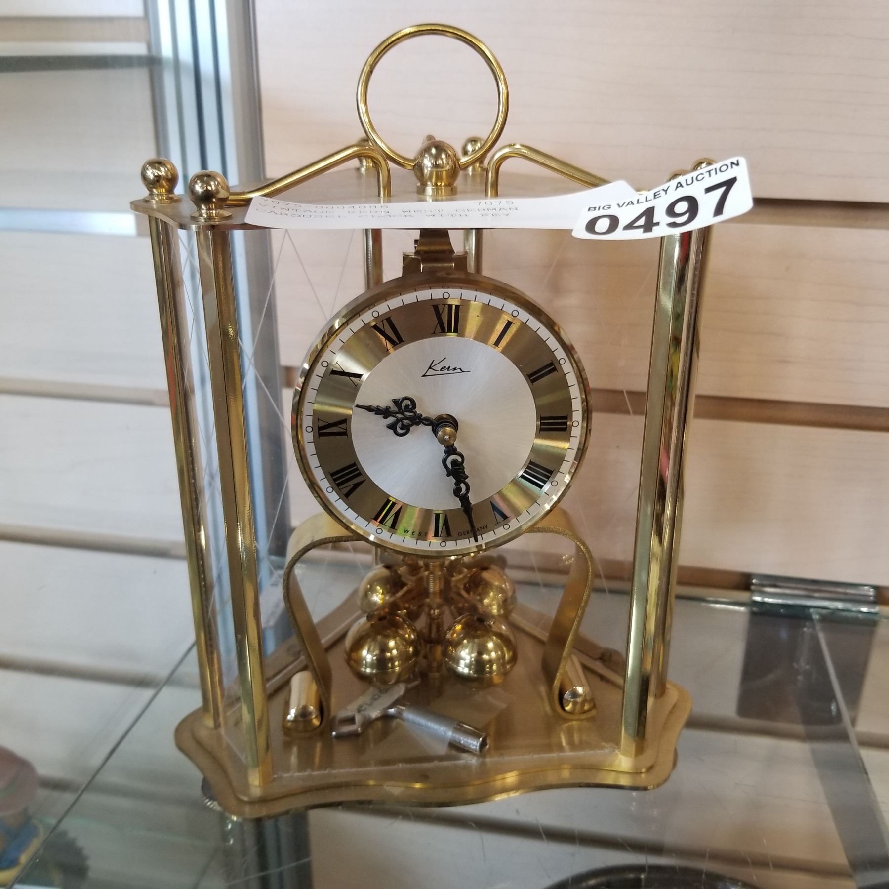 VINTAGE KERN WEST GERMAN CAROUSEL CLOCK WITH KEY