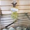 Image 1 : VINTAGE GREEN GLASS DECANTER WITH STERLING NECK, HALLMARKED AND DENMARK STERLING KNIFE