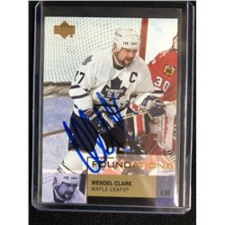 2002-03 UPPER DECK FOUNDATIONS WENDEL CLARK SIGNED HOCKEY CARD