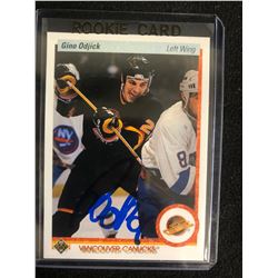 1990-91 UPPER DECK GINO ODJICK SIGNED HOCKEY CARD