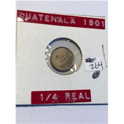1901 GUATEMALA 1/4 Real Coin