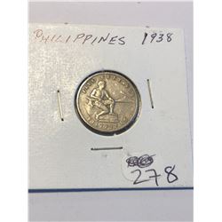1938 Phillipines Brilliant Uncirculated 5 Centavos