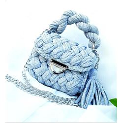 Light Blue Hand Crochet Bag