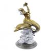 Image 1 : Gold Patina Mermaid Rides Dolphin Bronze Sculpture