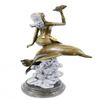 Image 6 : Gold Patina Mermaid Rides Dolphin Bronze Sculpture