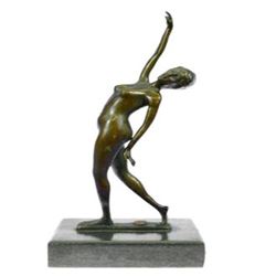 Nude Dancer Posing Bronze Sculpture on Marble Base Statue
