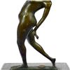 Image 3 : Nude Dancer Posing Bronze Sculpture on Marble Base Statue