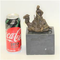 Arab Man Camel Rider Bronze Sculpture