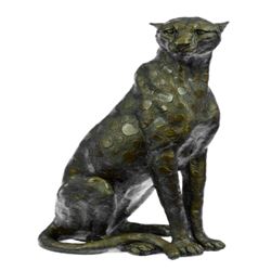 Cheetah Cougar Wild Life Bronze Sculpture