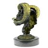 Image 2 : Mascot Ram Head Bronze Sculpture on Marble Base Statue