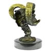 Image 4 : Mascot Ram Head Bronze Sculpture on Marble Base Statue