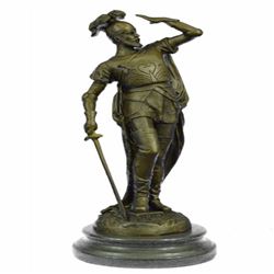 Roman Legion Soldier Bronze Statue on Marble Base Figurine